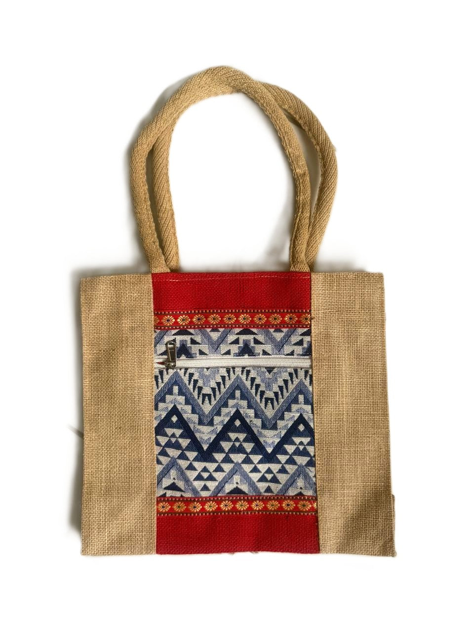 Handcrafted Jute Tote Bag – Ethnic Fabric Handbag
